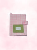 a5 fabric journal cover (pink gingham)