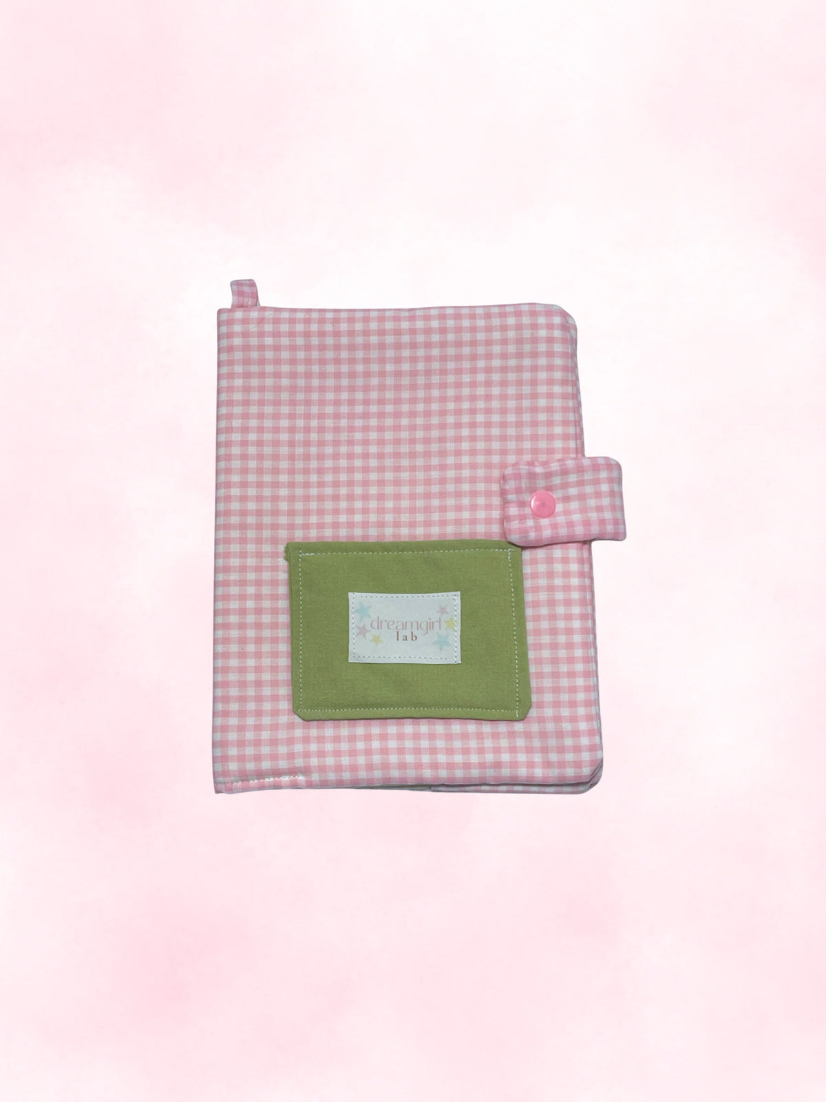 a5 fabric journal cover (pink gingham)