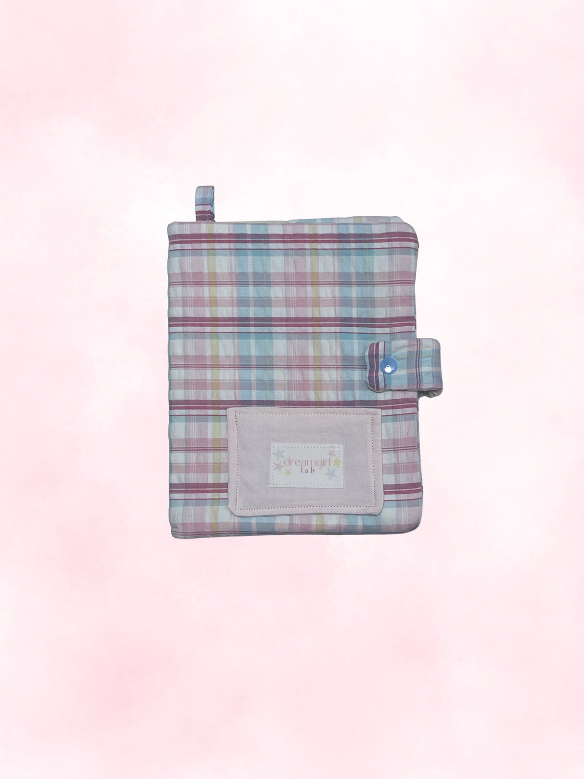 a5 fabric journal cover (pastel plaid)