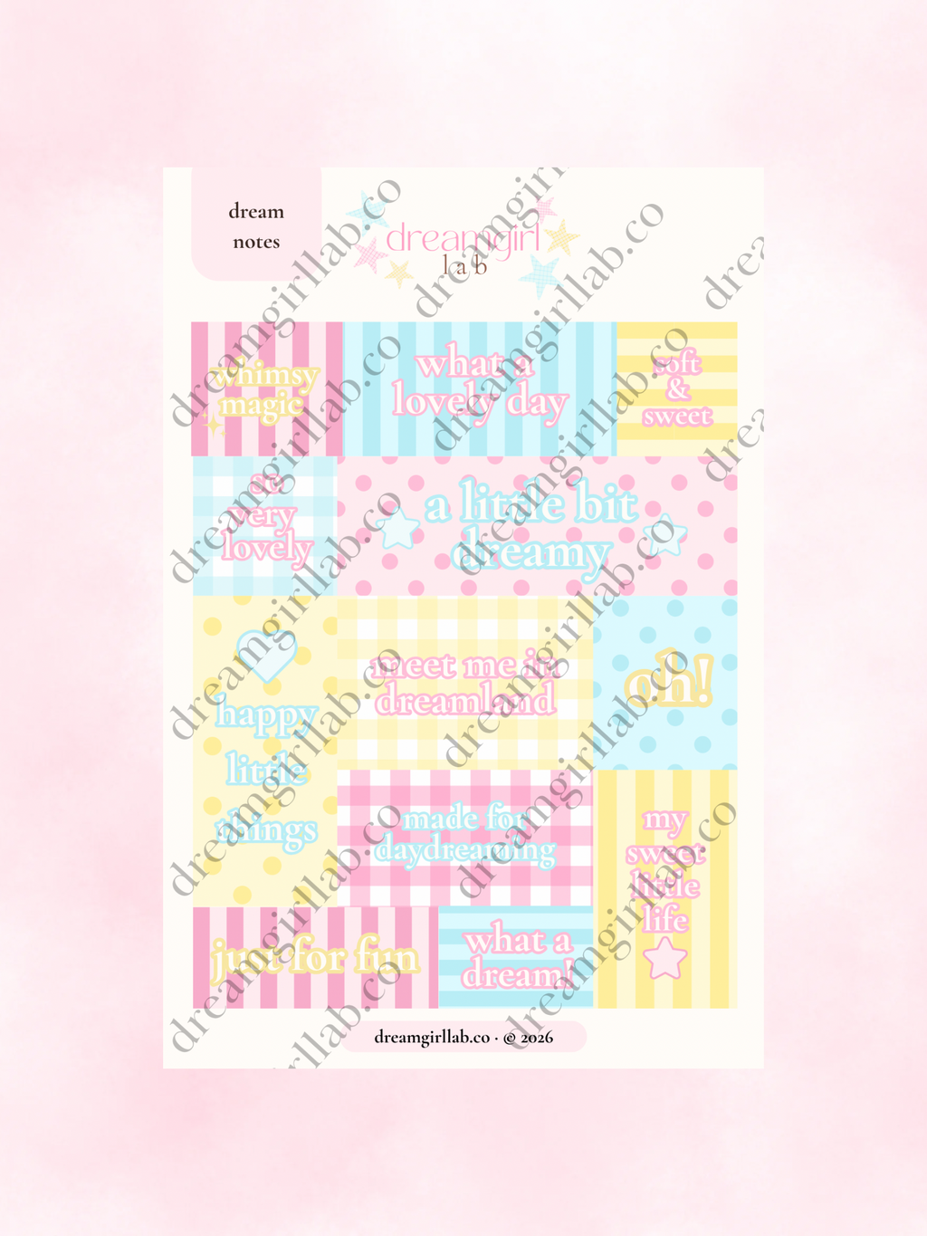 dream note sticker sheet