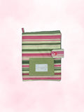 a5 fabric journal cover (striped pink and green)