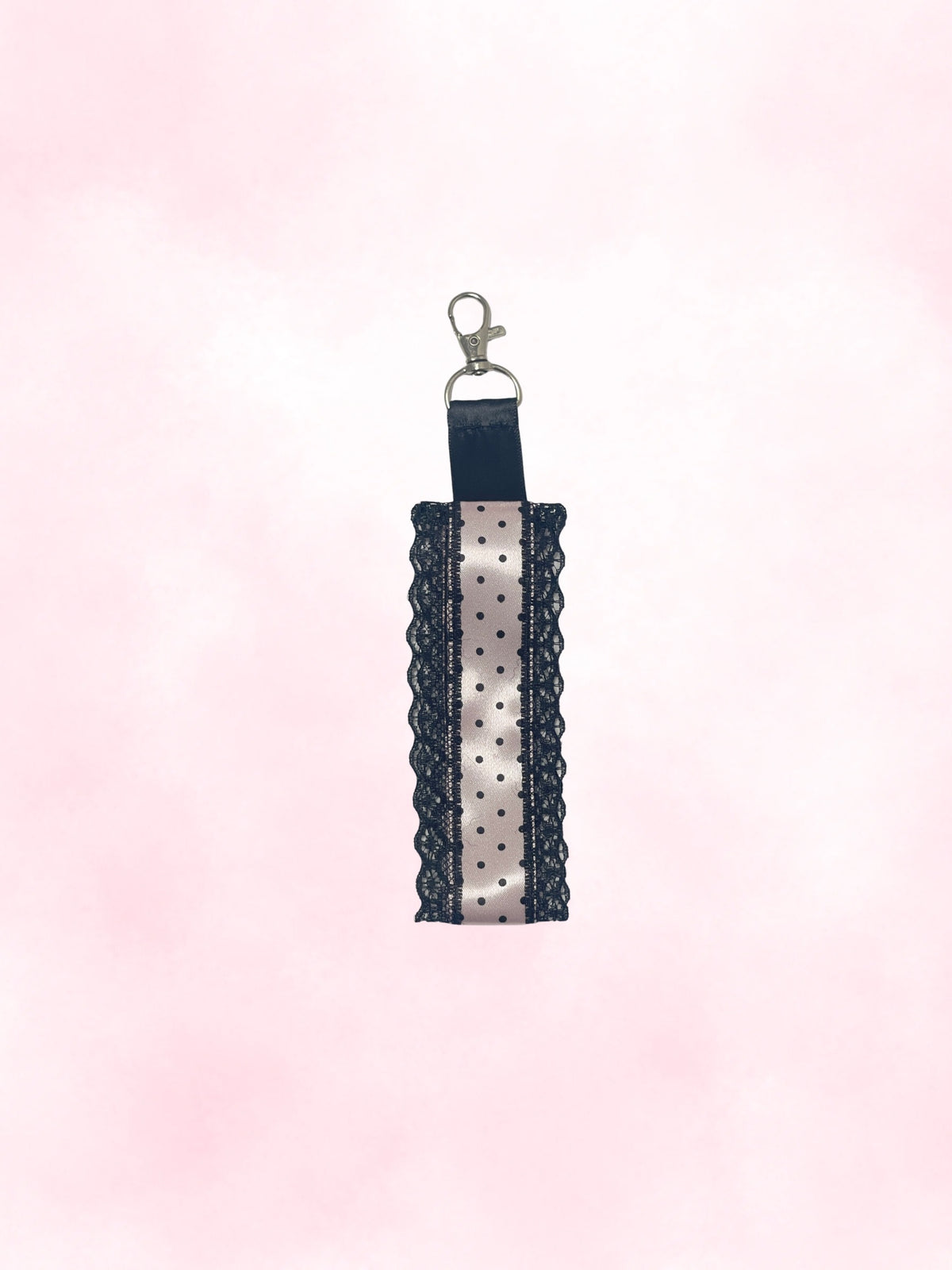 satin & lace bag charm (black & pink)